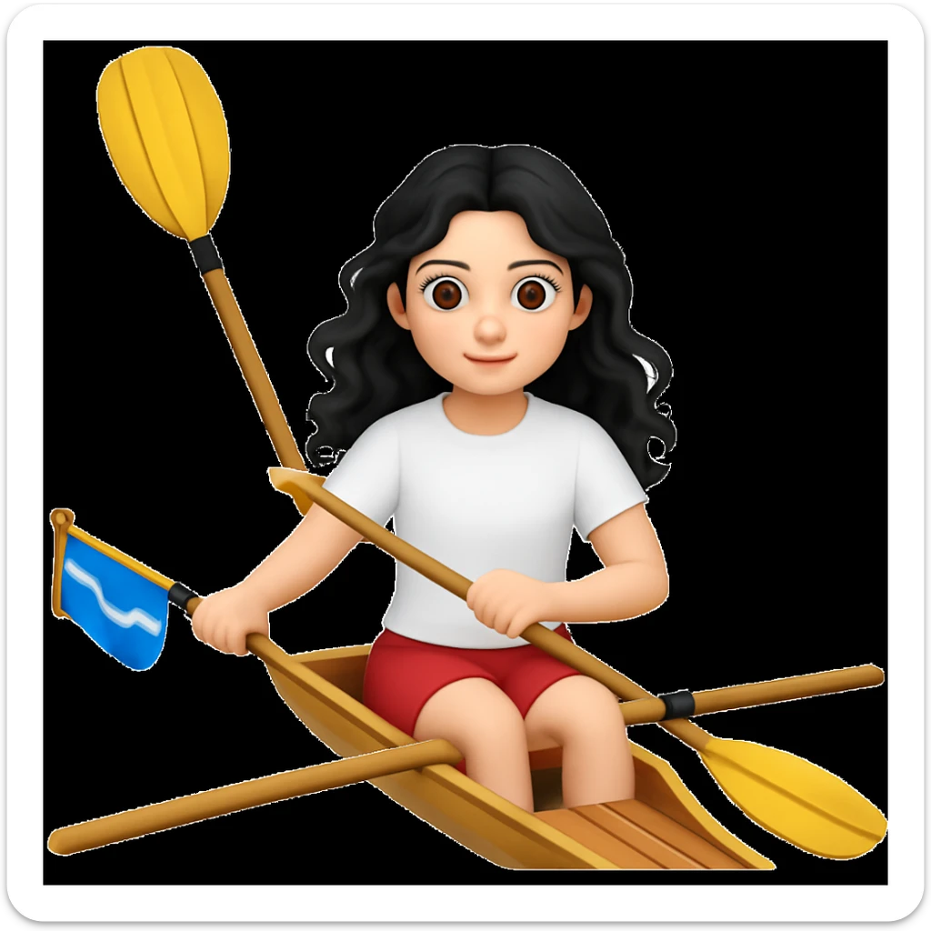 Make the girl's outfit red shorts and a white short-sleeved t-shirt in the style of apple style emojis sticker