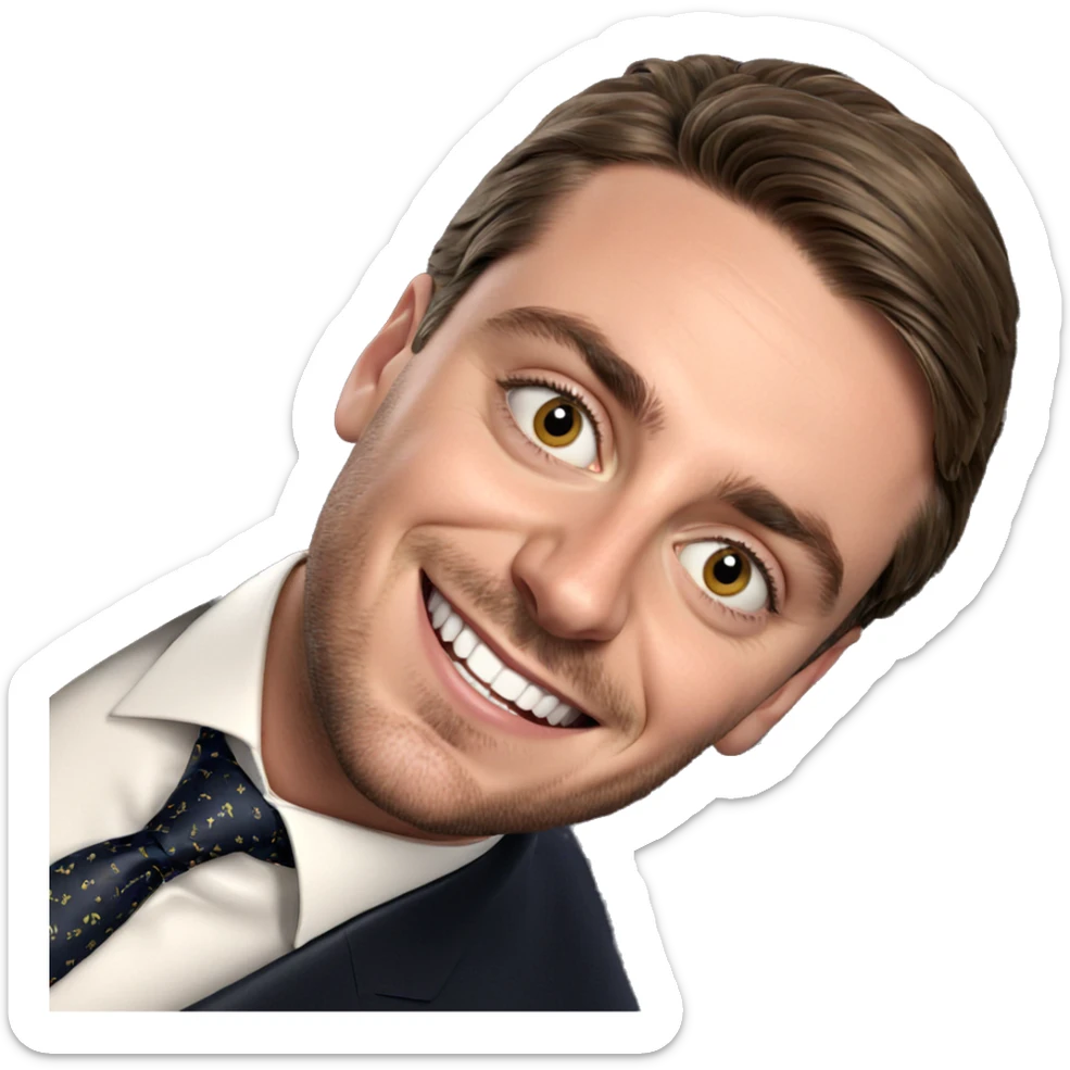 smiling boy in formal attire sticker