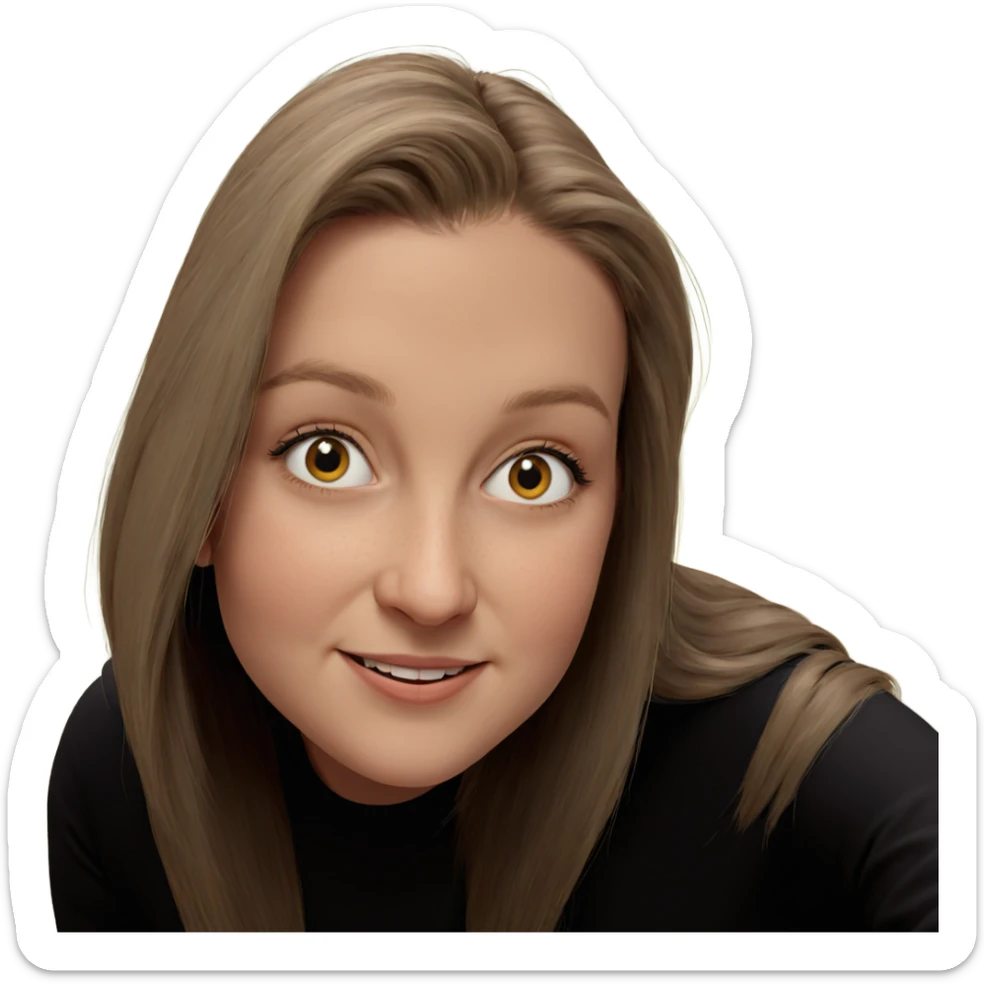 smiling girl with long hair sticker