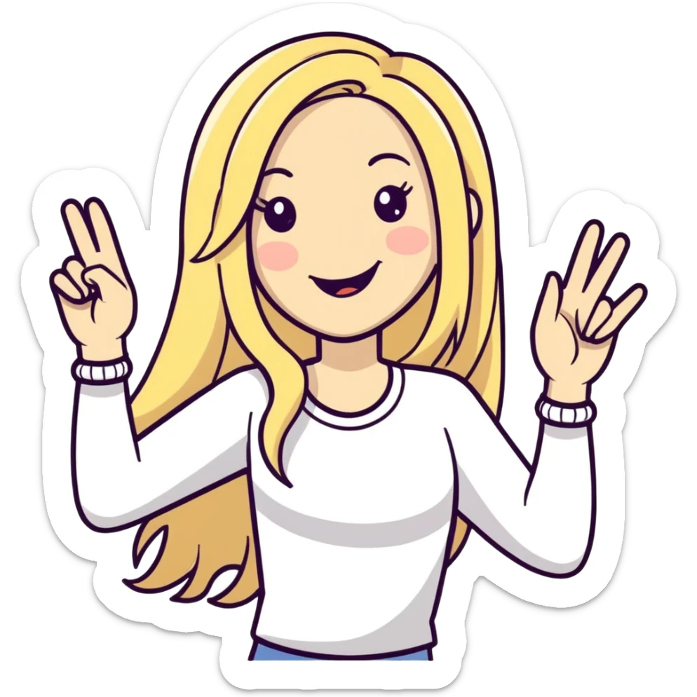 Woman with long blonde hair saying woohoo! sticker