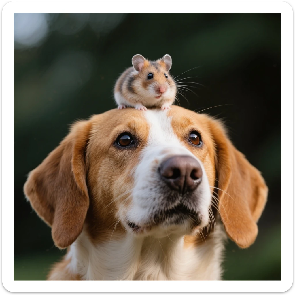 A hamster on the head of dog sticker