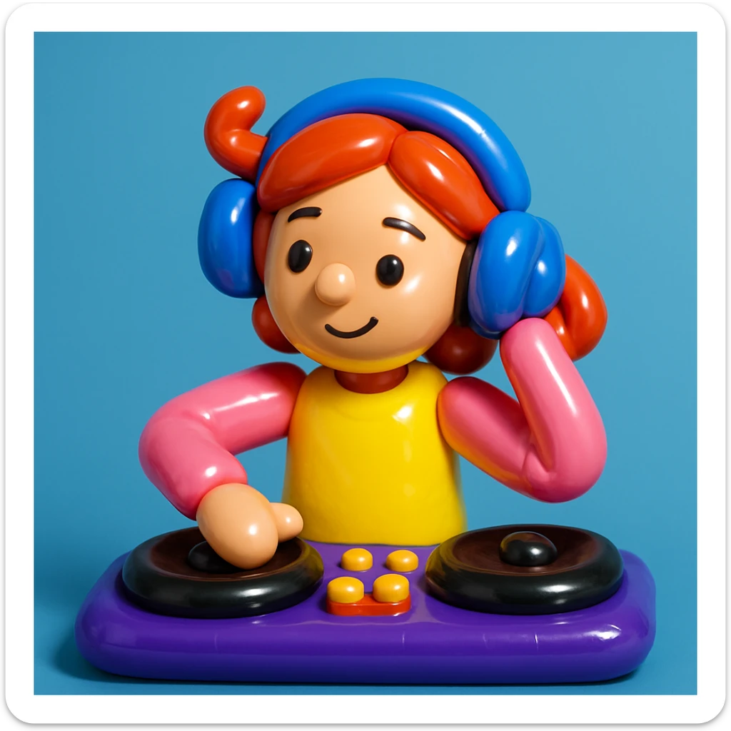 girl playing DJ set sticker