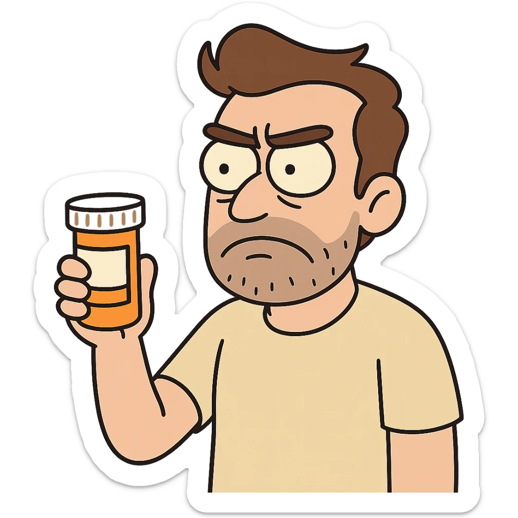 prescription bottle, cartoon style sticker