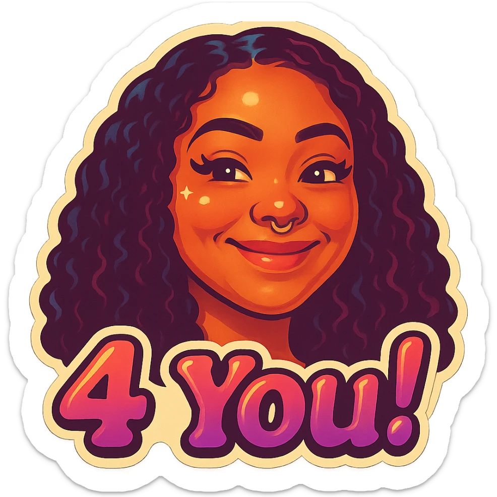 excited smile with mouth closed 
add the words W You! in pink sticker