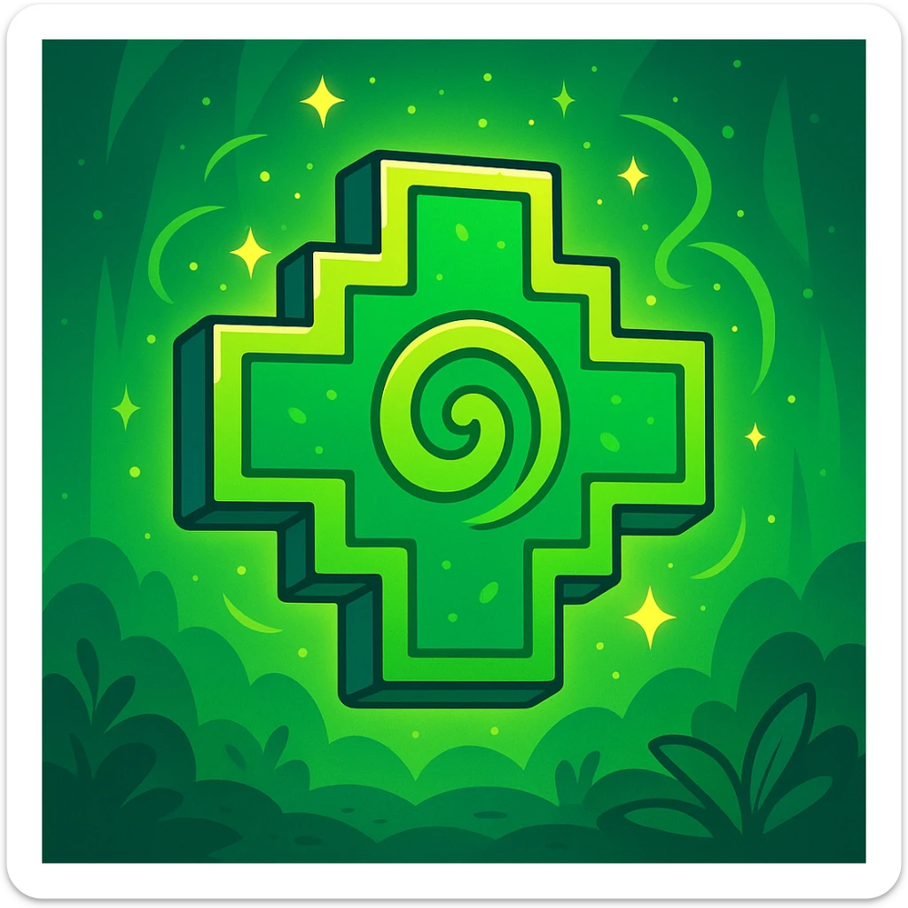 Chakana Andean cross in Disney style, vibrant, magical, green color sticker