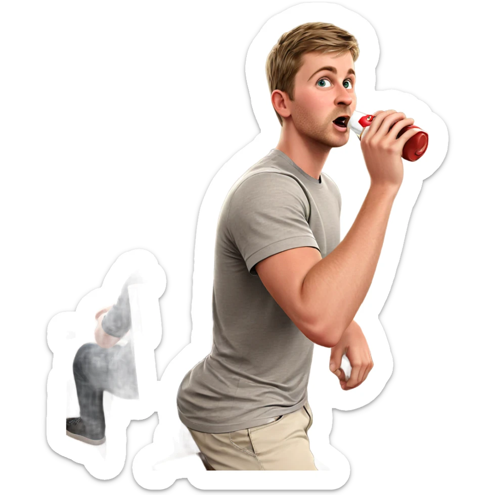 boys enjoying drinks indoors sticker