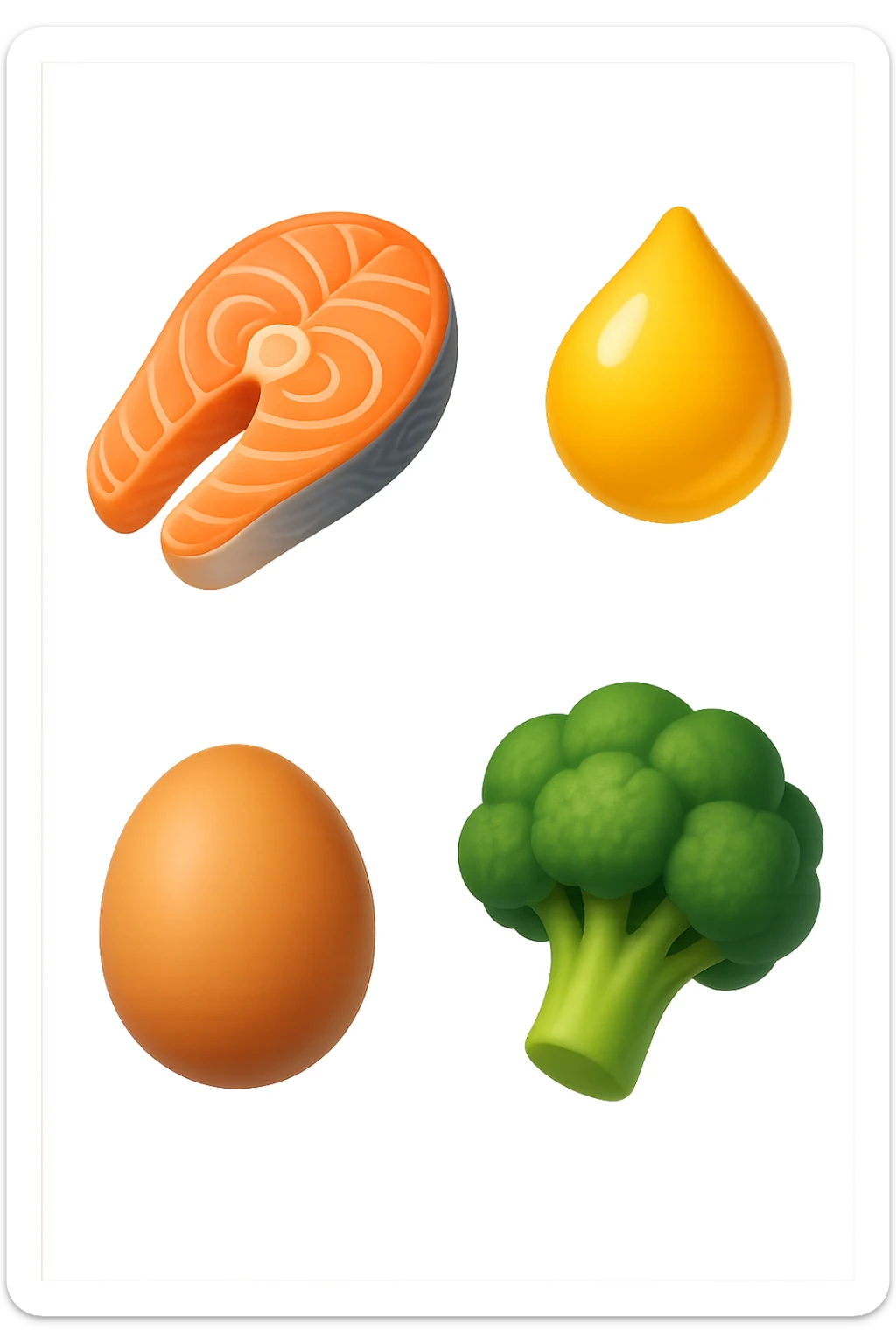 EMOJI STILE IPHONE 3D DI proteine, fibre, grassi sani che fluttuano in aria, iperrealistico 4k sticker