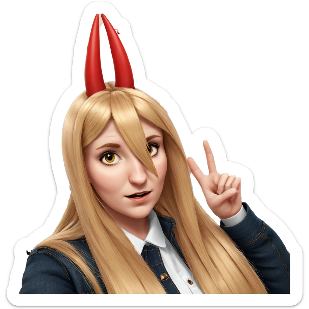 blonde girl with red horns sticker