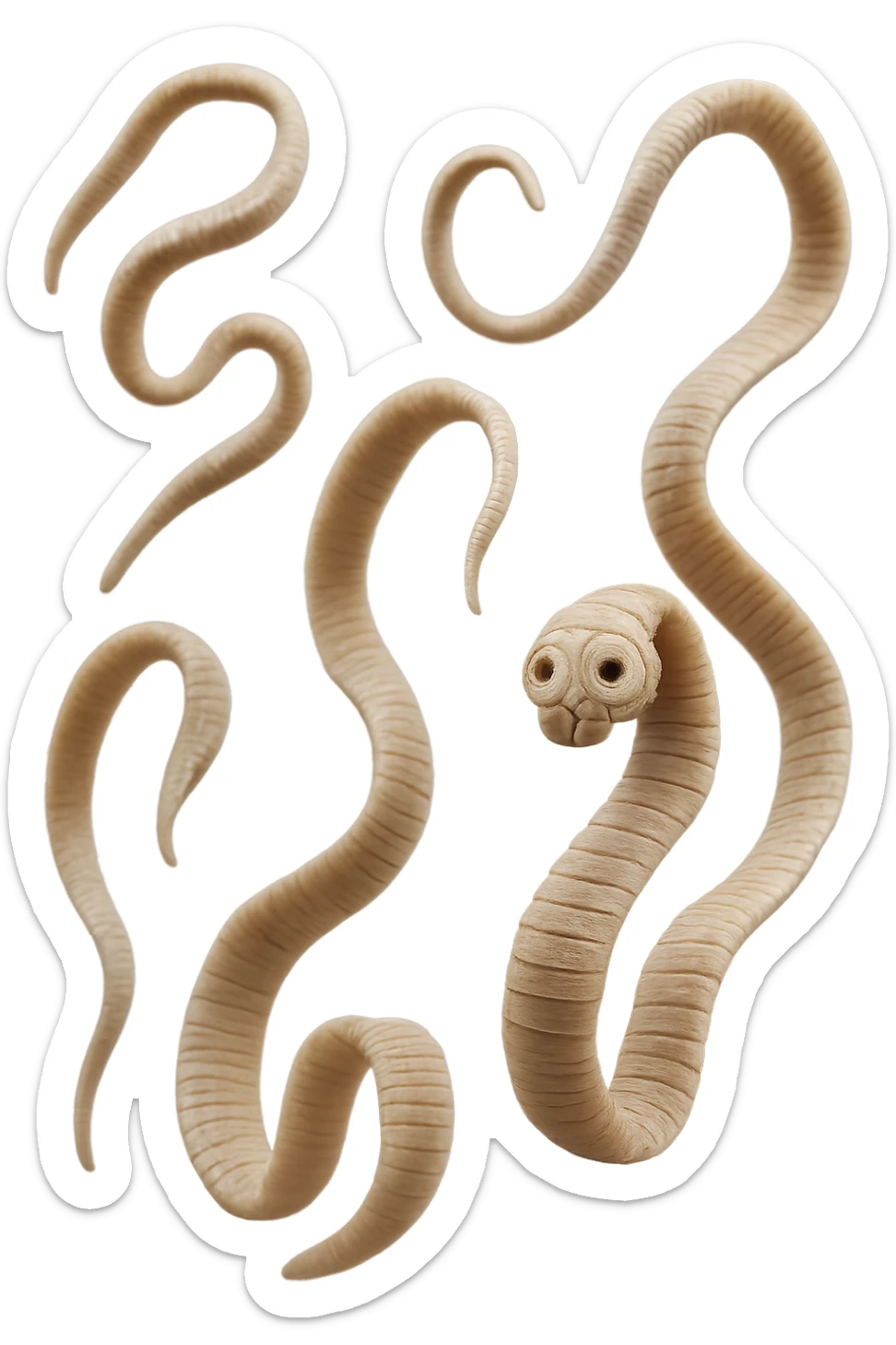 PARASSITI COME LA TENIA FLUTTUANO IN ARIA, iperrealistico 4k sticker