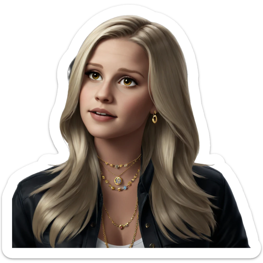 blonde girl with jewelry sticker