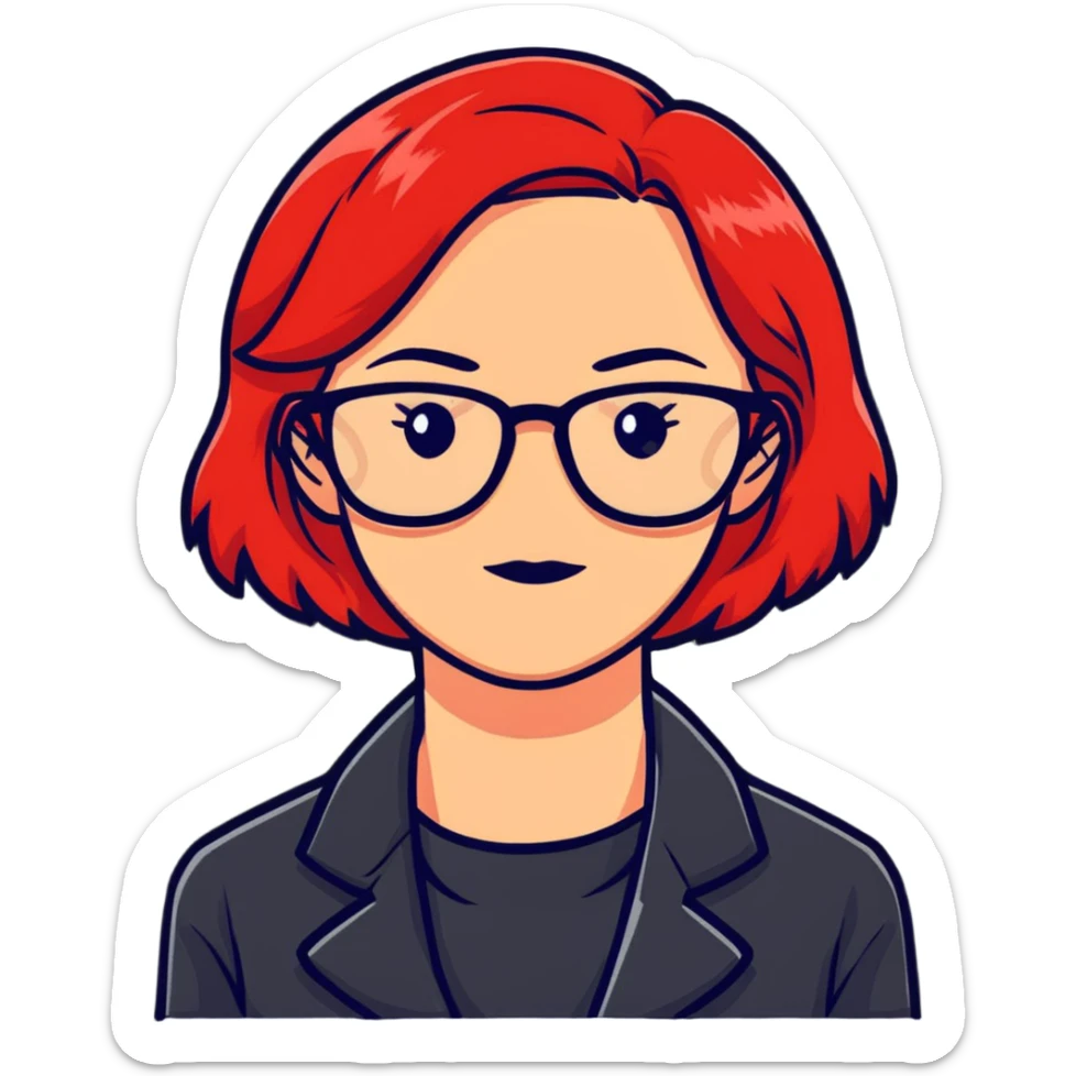 woman with glasses and fiery red hair sticker