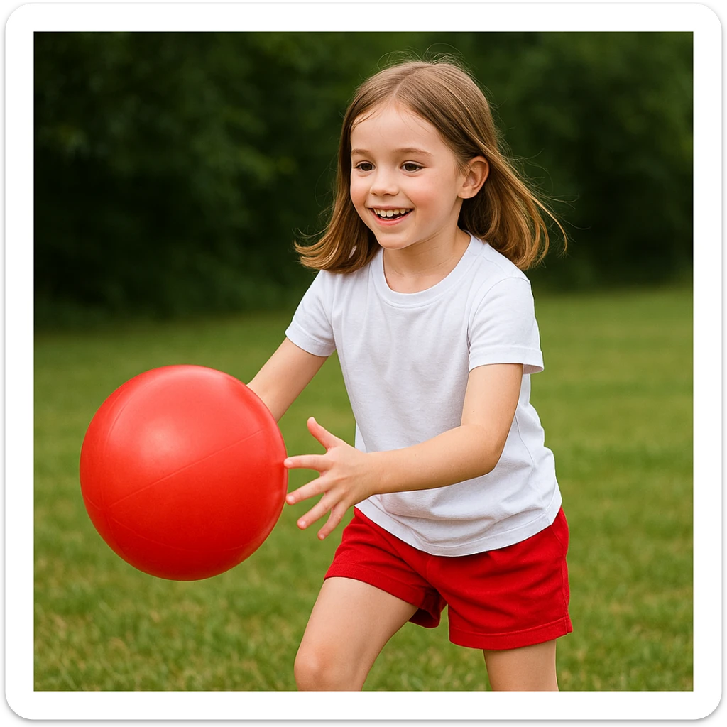 Make the girl's outfit red shorts and a white short-sleeved t-shirt sticker