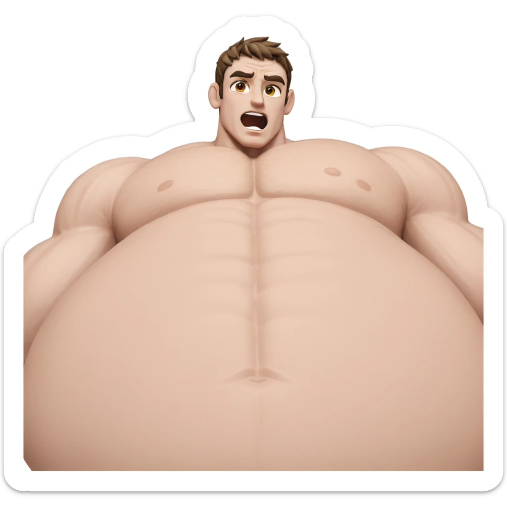 muscular male looking up sticker