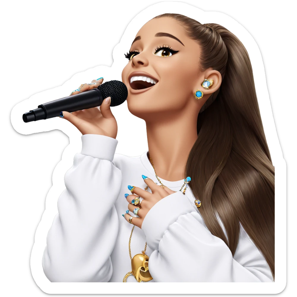 singing girl with jewelry sticker