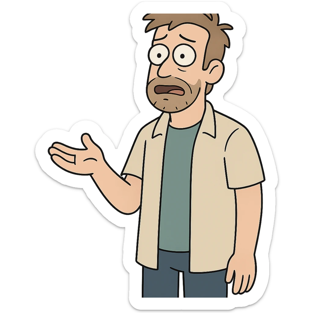 a man, modern cartoon style sticker