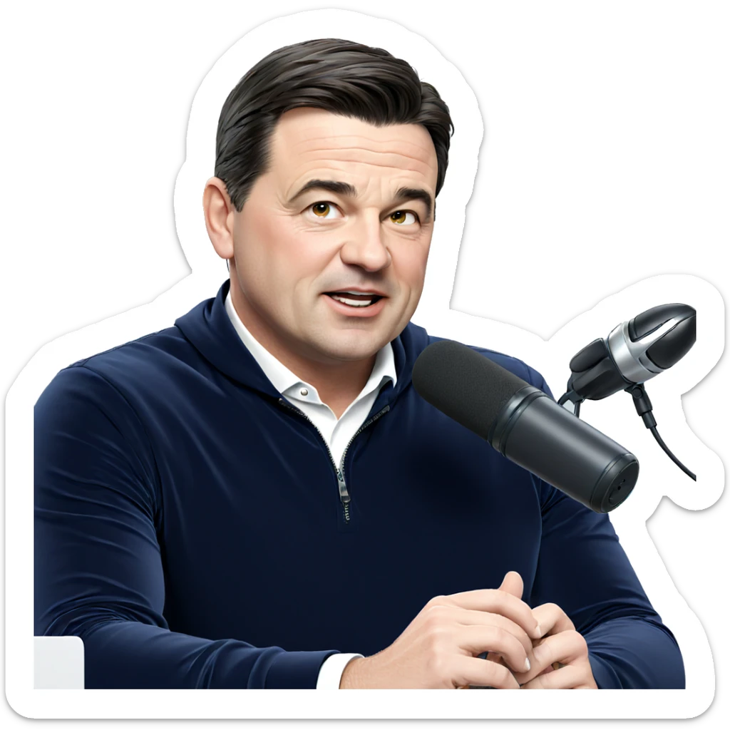 male performer with microphone sticker