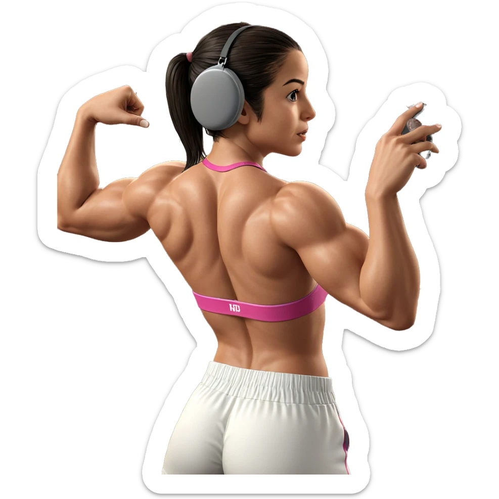 muscular girl in locker room sticker