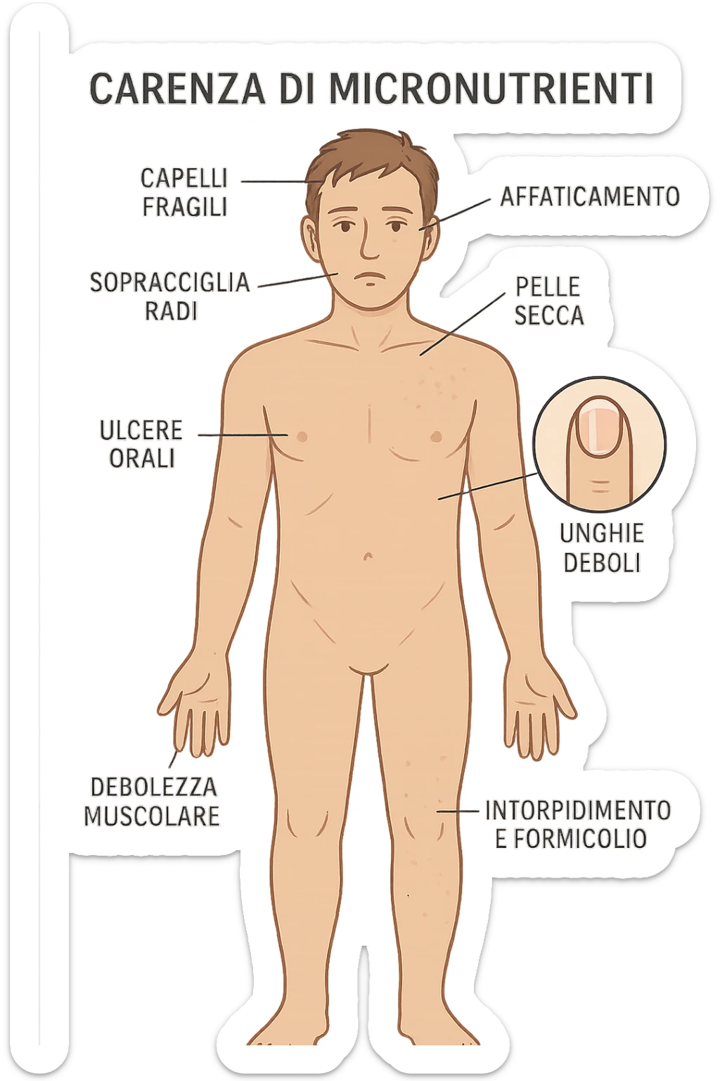 corpo umano in carenza di micronutrienti in italiano sticker