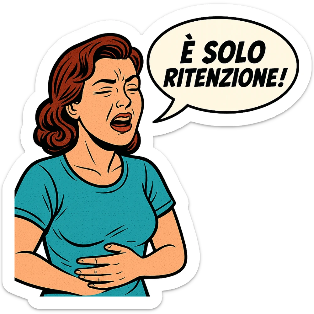 DONNA CHE DICE IN UN FUMETTO ALLA SUA DESTRA: "è SOLO RITENZIONE!" sticker