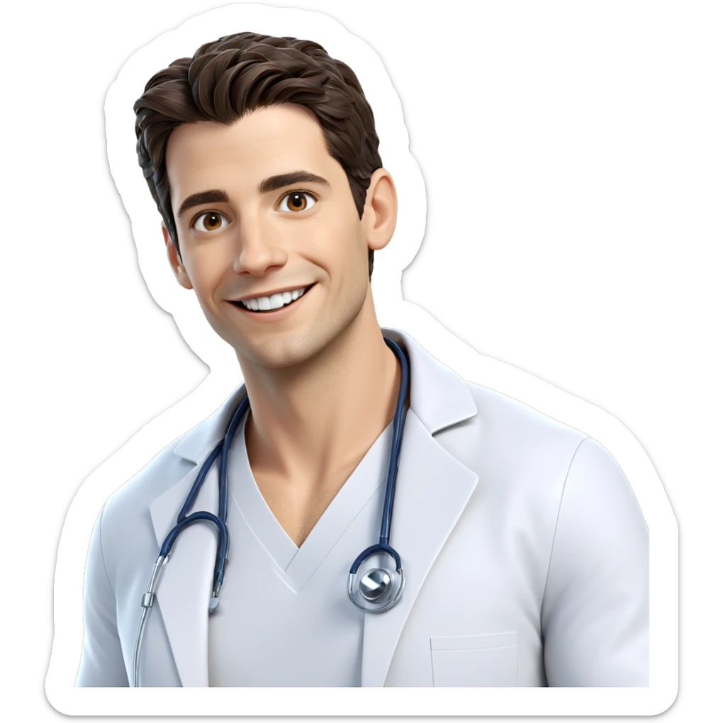 smiling doctor in labcoat sticker