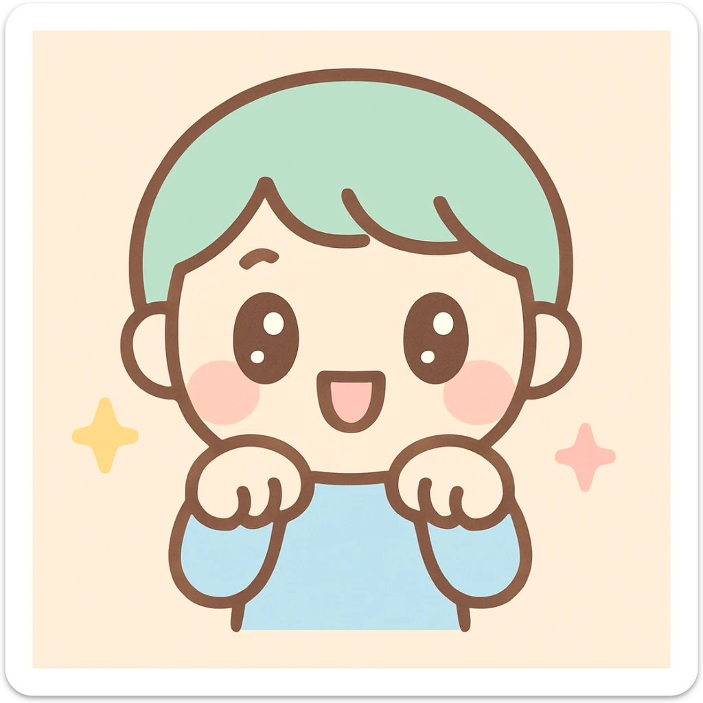 person pawing with hands like an excited dog, expressive, kawaii style sticker