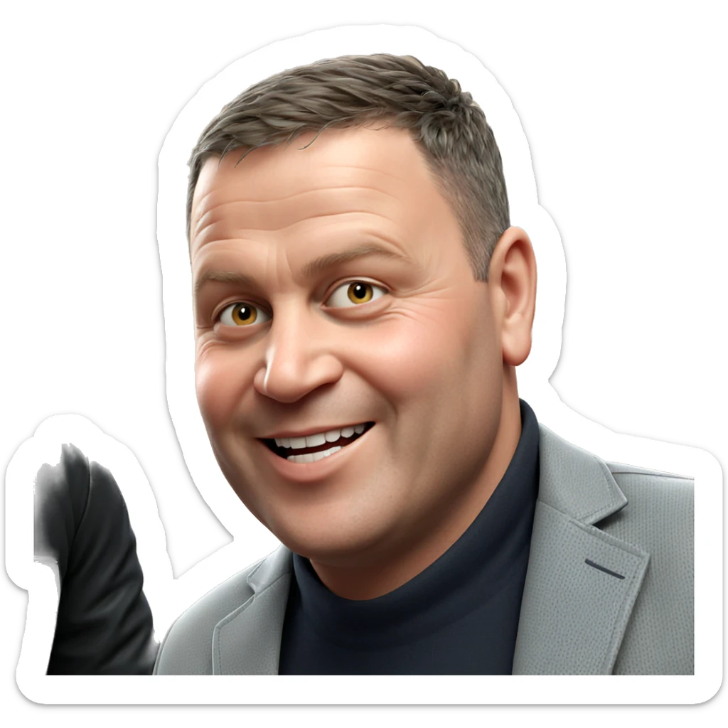 smiling boy in grey jacket sticker