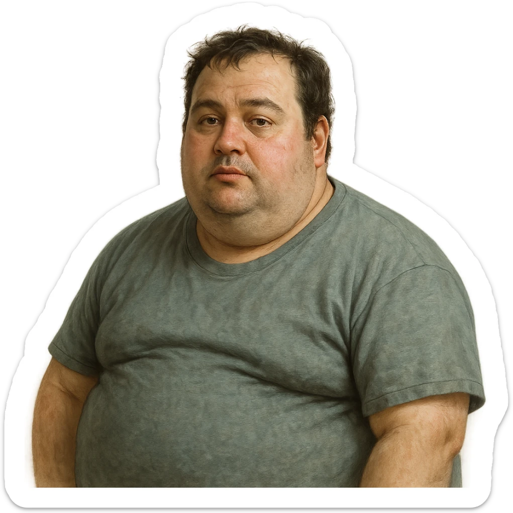 persona gorda, estilo realista sticker