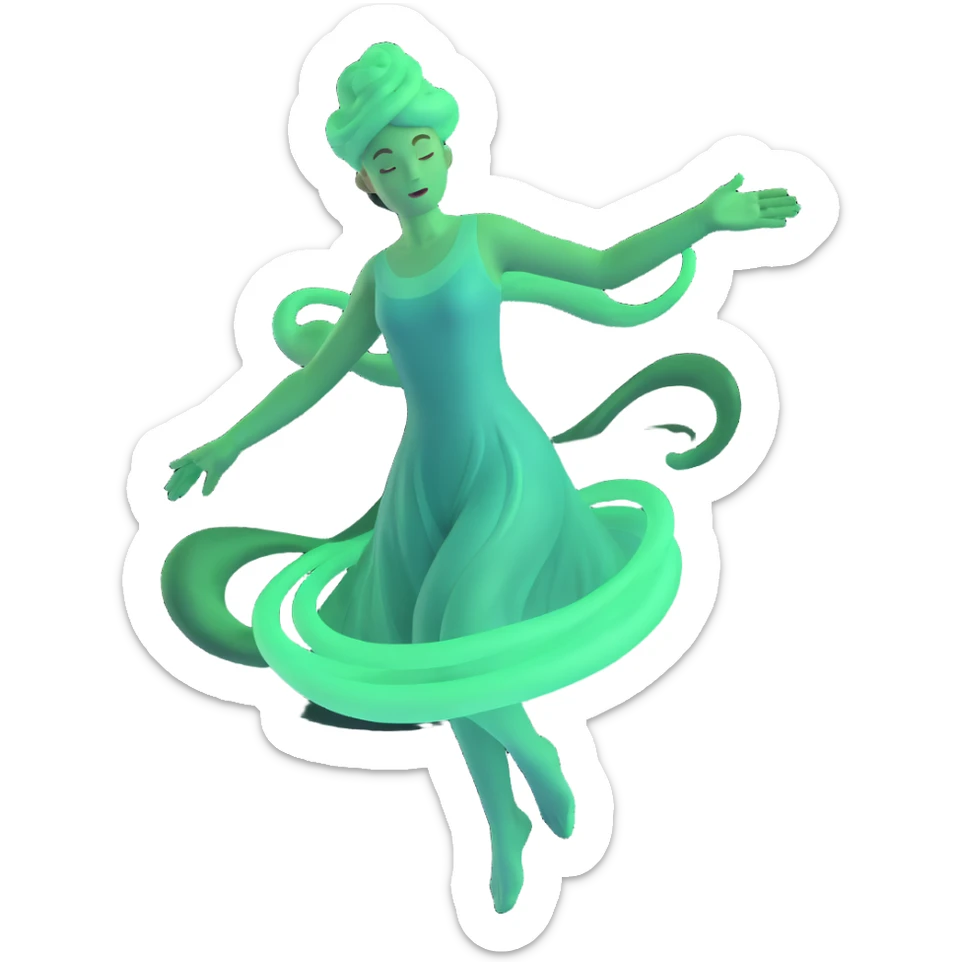 person with a mystical, swirling green aura, ethereal and dreamy sticker