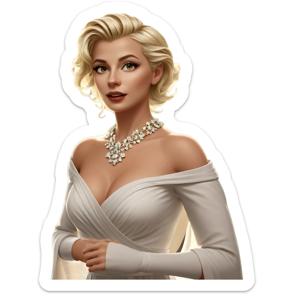 blonde girl in white dress sticker