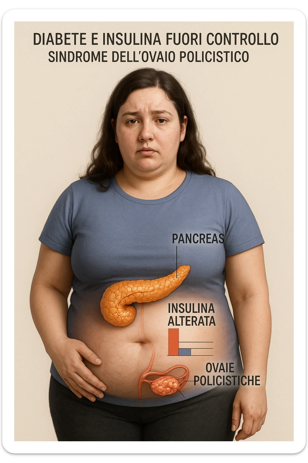 Donna con insulina fuori controllo  in 3D immagine medica donna pcos in italiano sticker