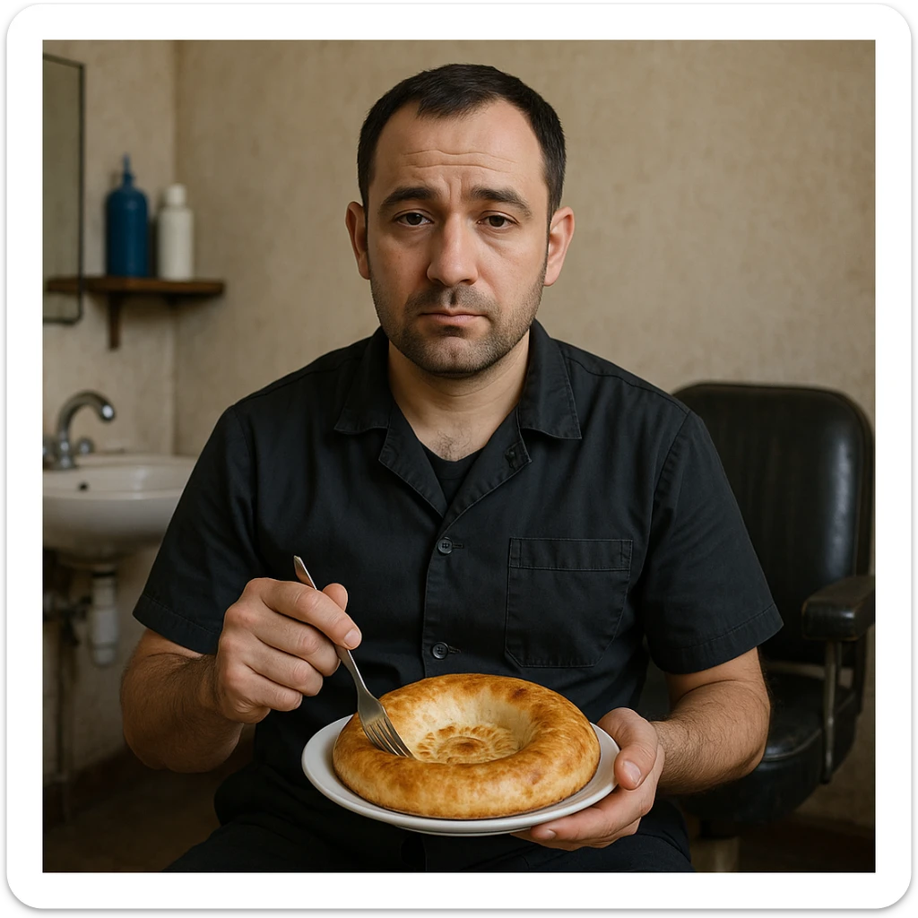 sartarosh xonada shunchaki tarelka v vilka ushlab utirsin tarelkada esa faqat uzbekcha non bulsin kayfiyati xam urtacha bulsin xursan bob ketmasin sticker