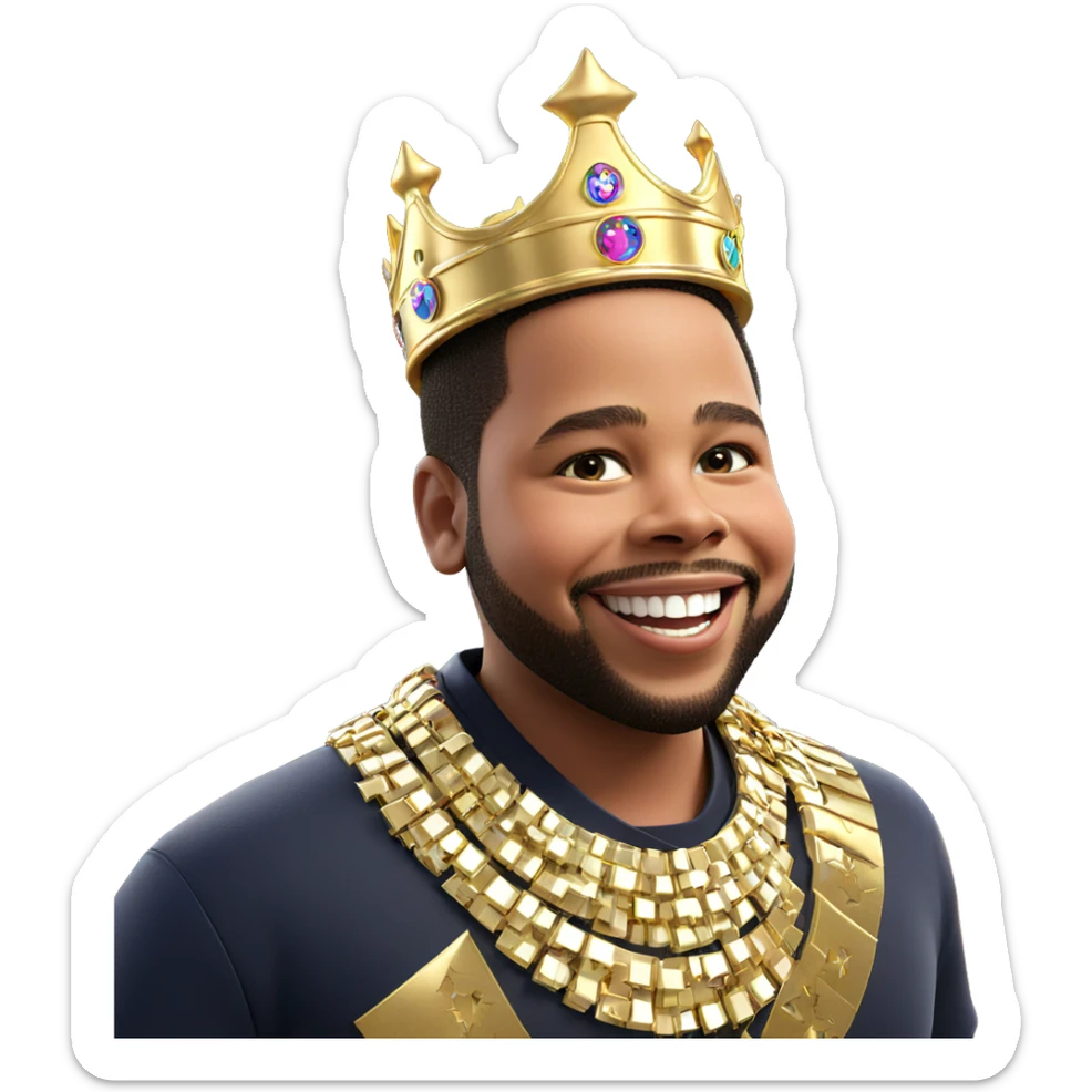 grinning boy with crown fireworks sticker