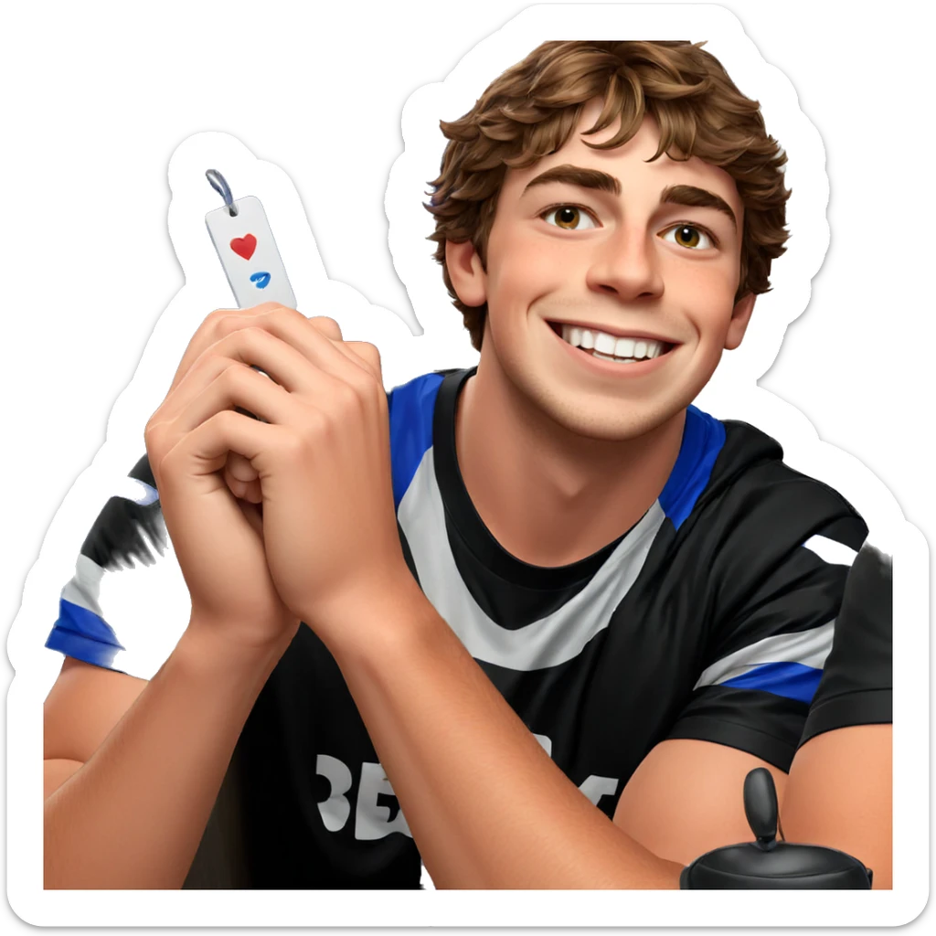 smiling boy with brown hair sticker