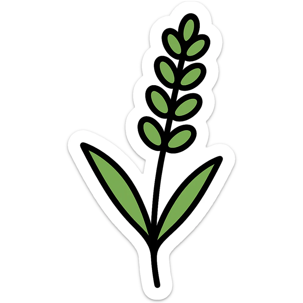 Change the lavender sprig icon to a fresh green color, keeping the icon style clean and minimal, with no background. sticker