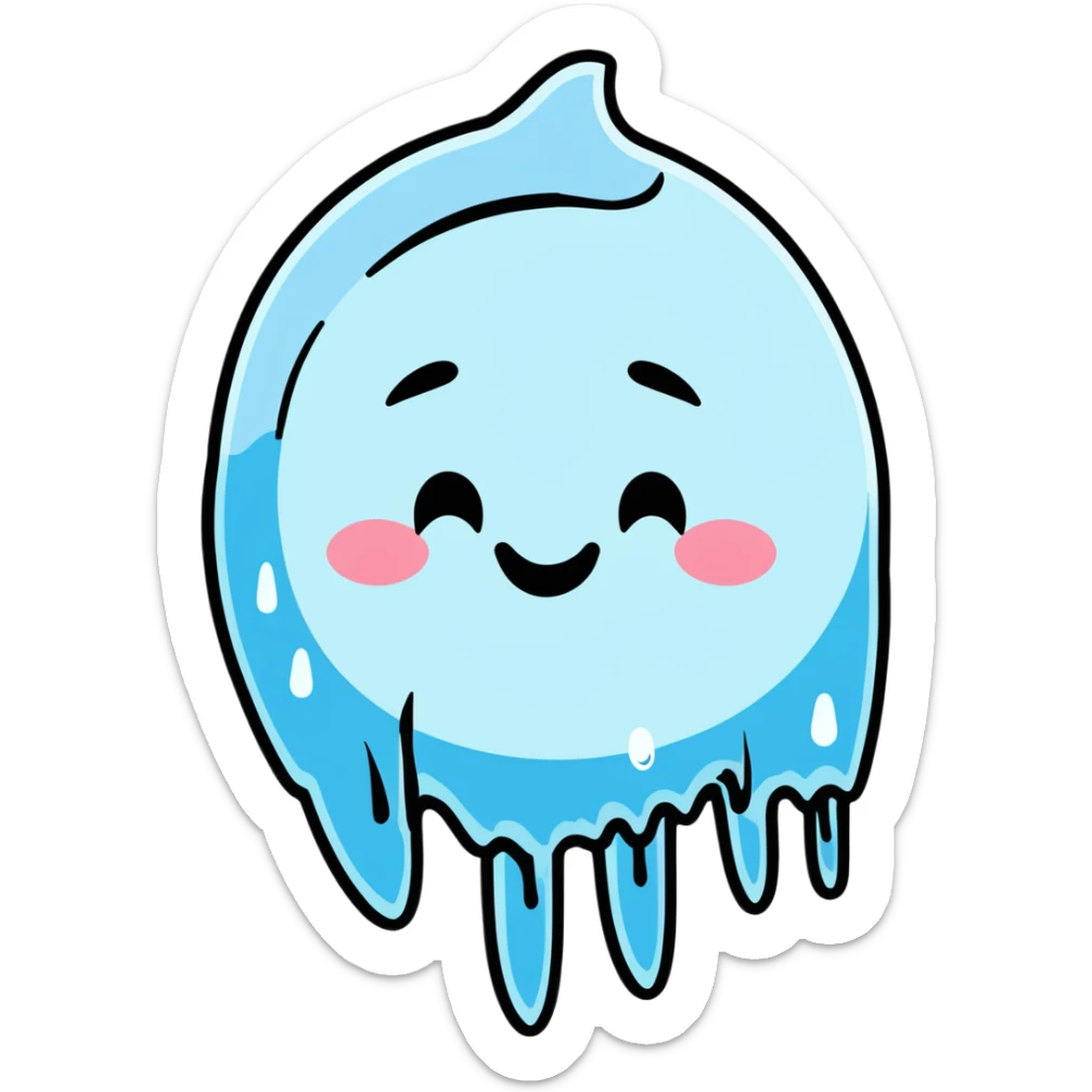 cartoon sticker of a frozen smiley face sleeping with icicles and frosty breath sticker