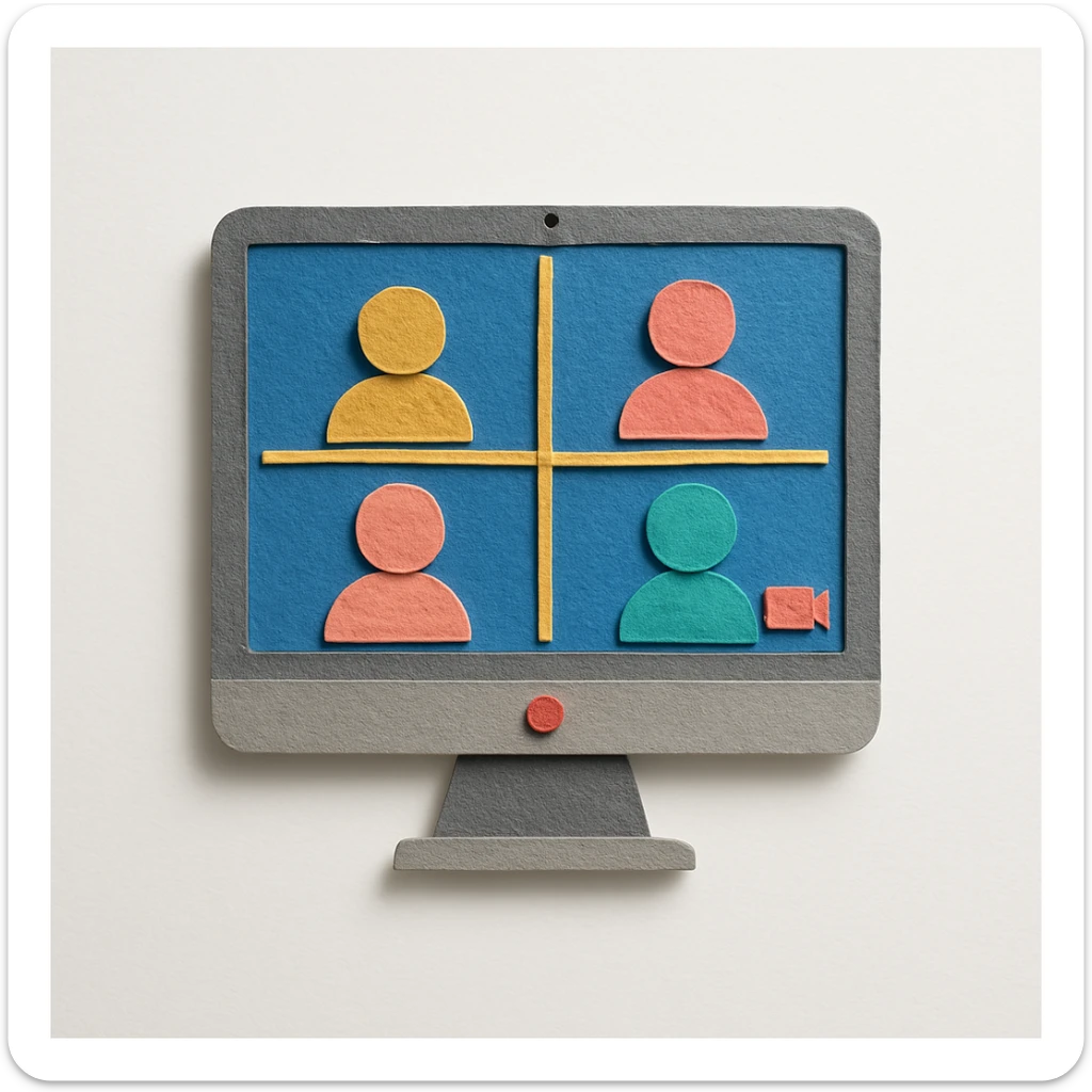 virtual zoom meeting video conference on a computer screen sticker