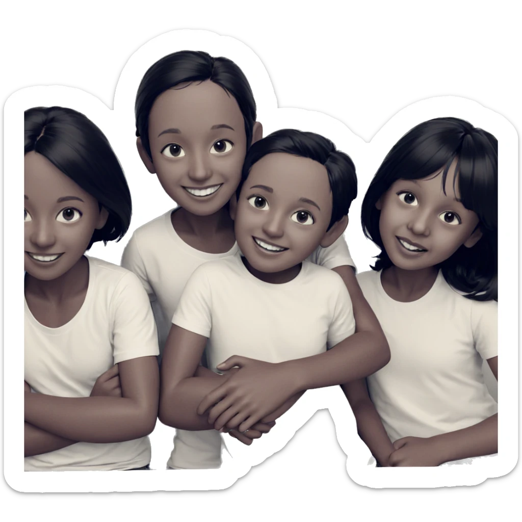 smiling friends in black and white sticker