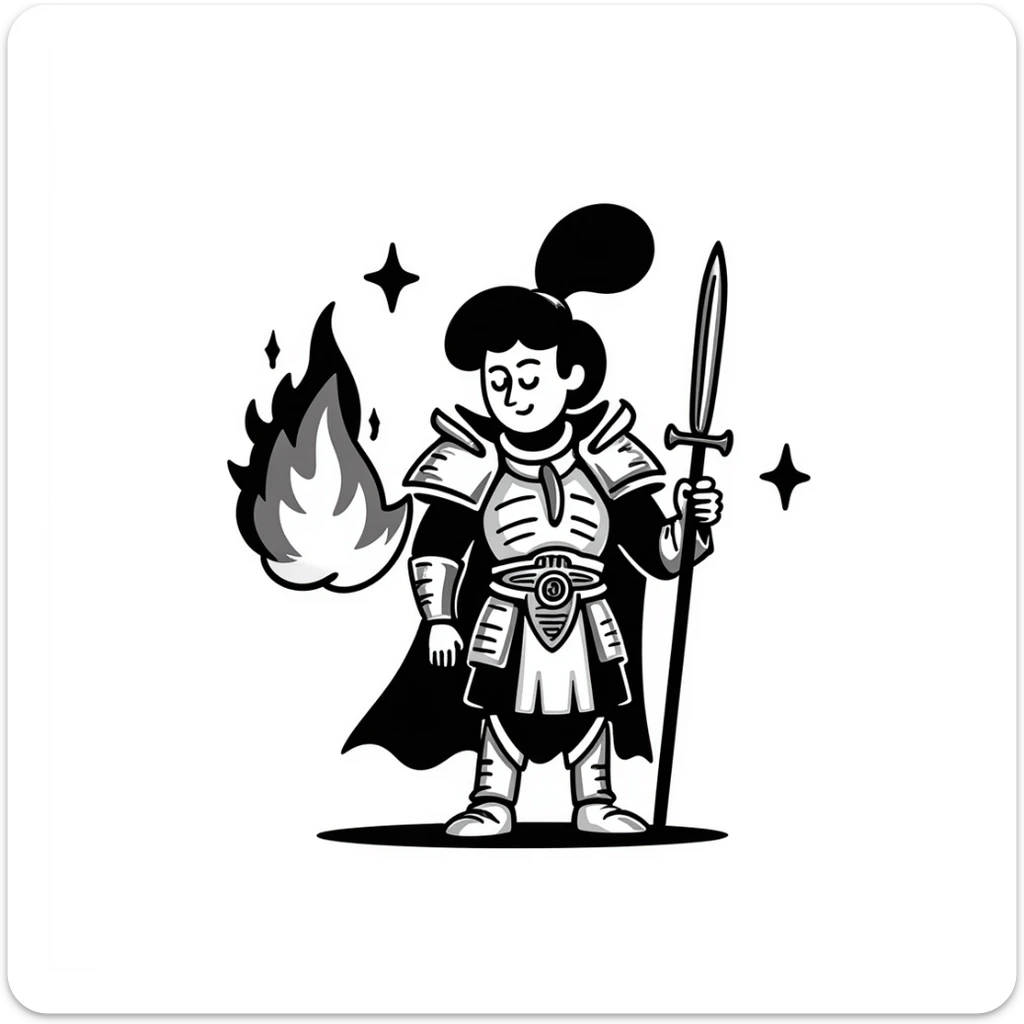 Emperor of Mankind from Warhammer 40K with golden armor and a large flaming sword sticker