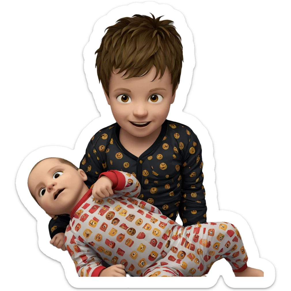 happy boy in pajamas sticker