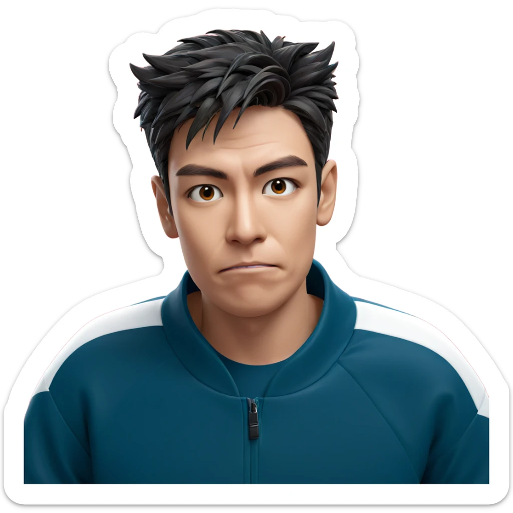 boy in track jacket portrait sticker