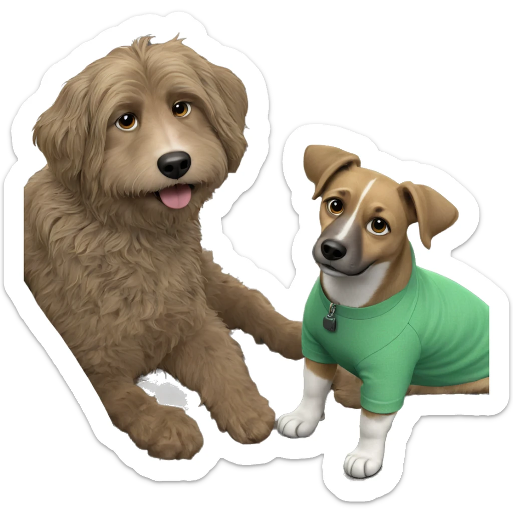 dog on couch in green shirt sticker