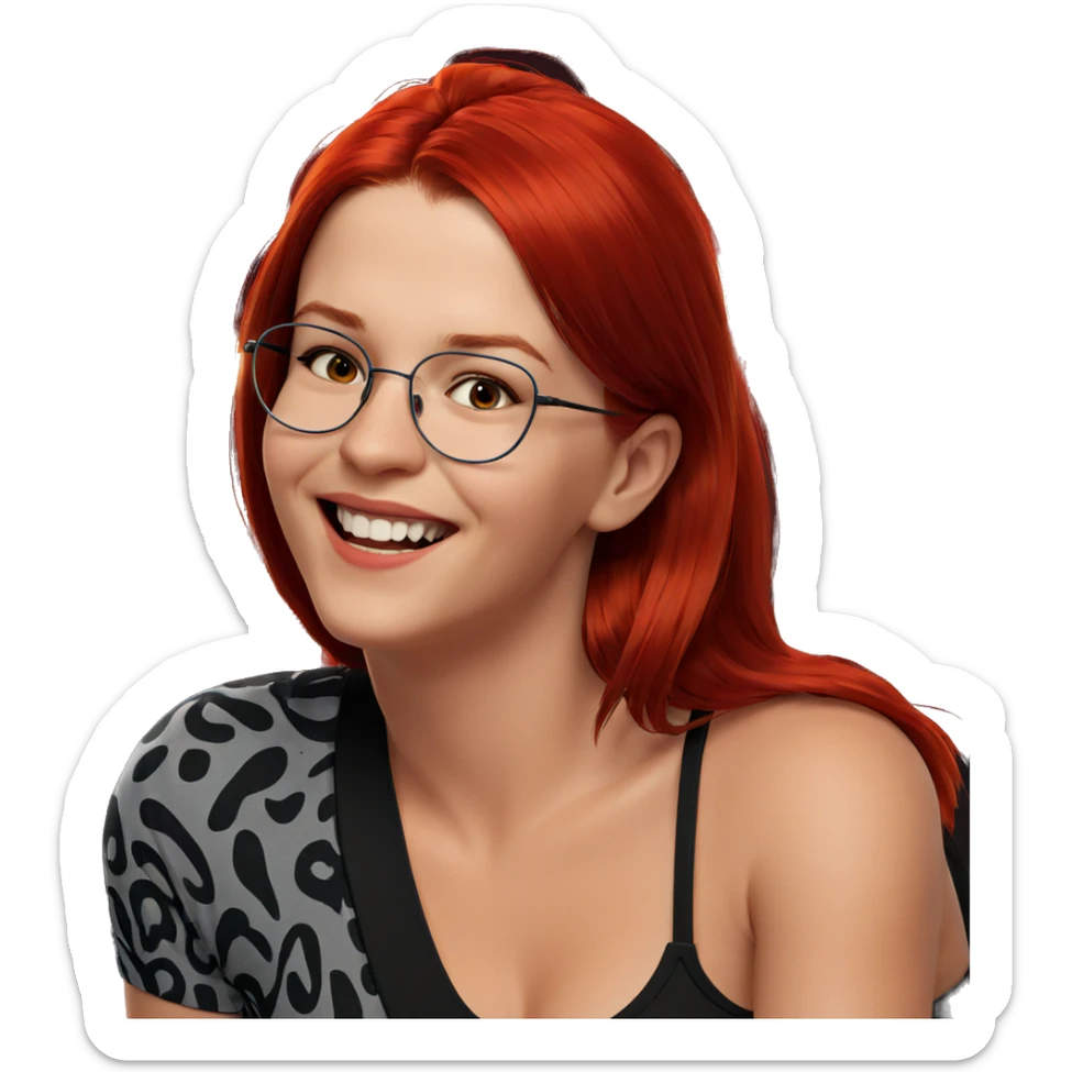 smiling girl with red hair sticker