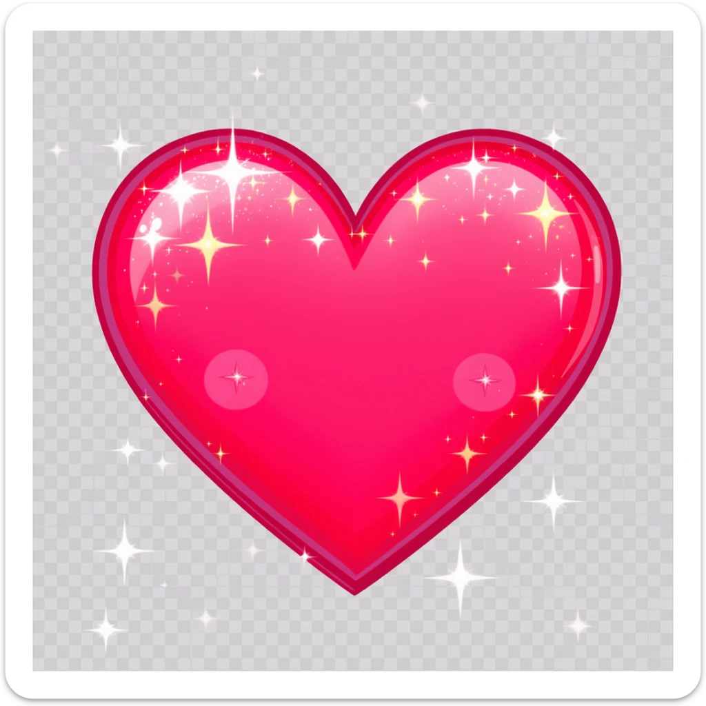 cute and shiny heart emoji with sparkles, no background sticker