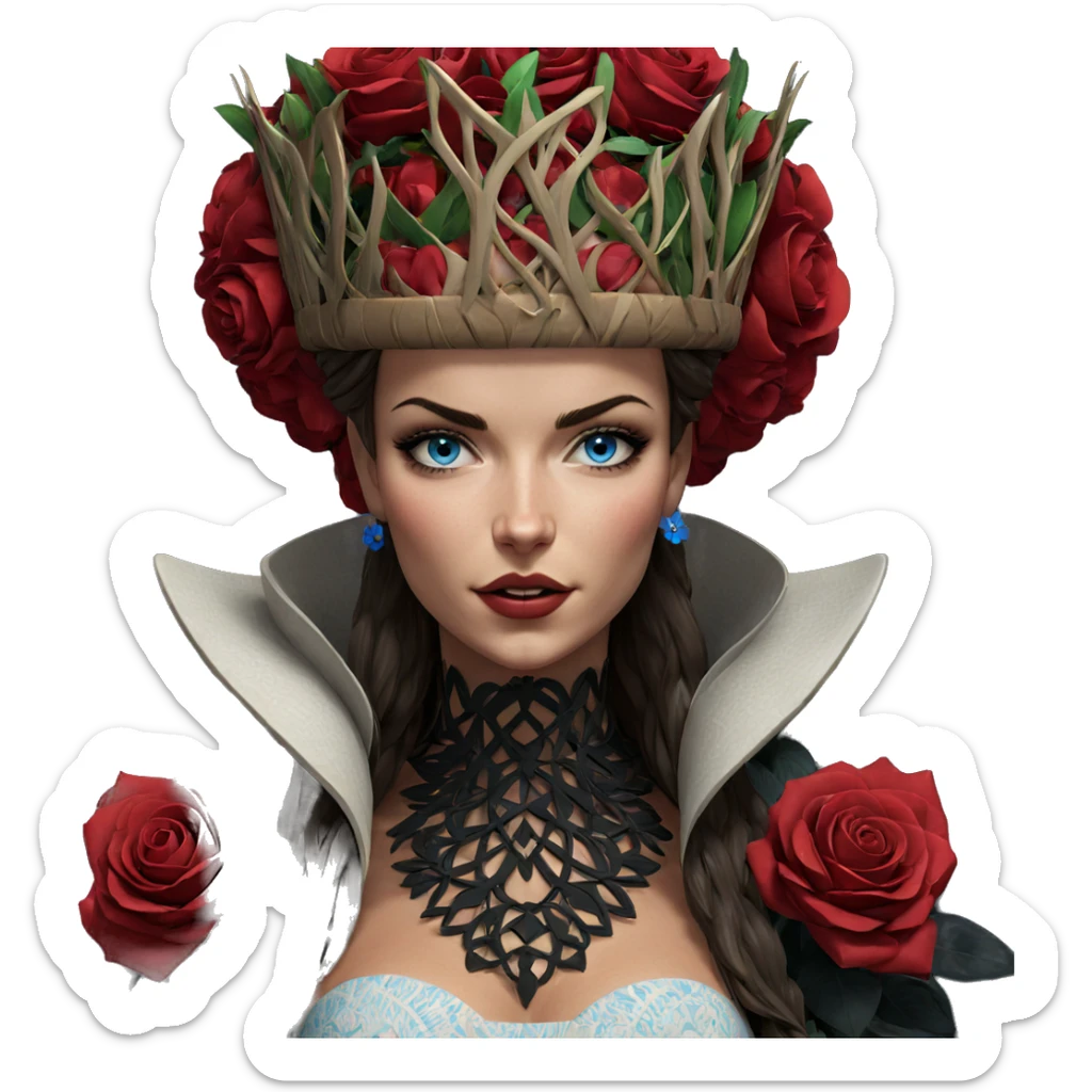 blue-eyed beauty in flower crown sticker