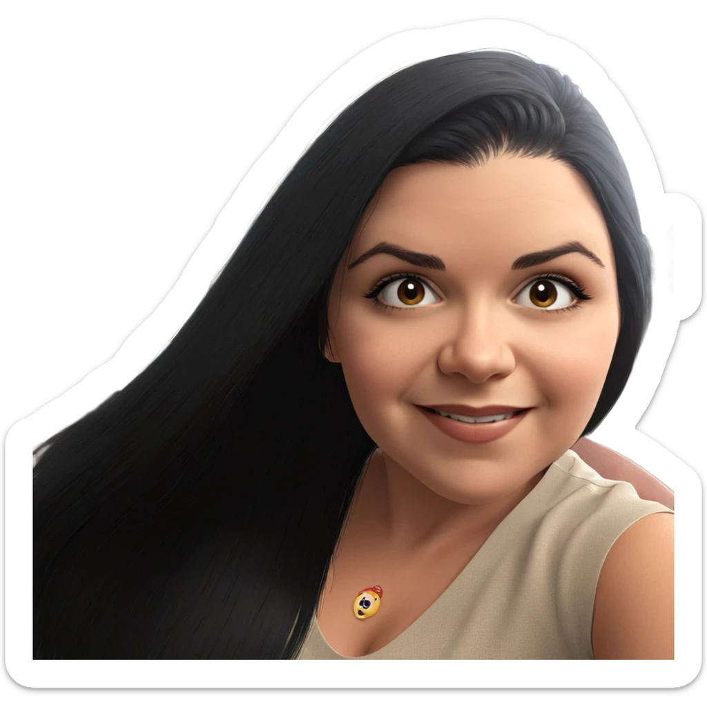smiling girl with black hair sticker