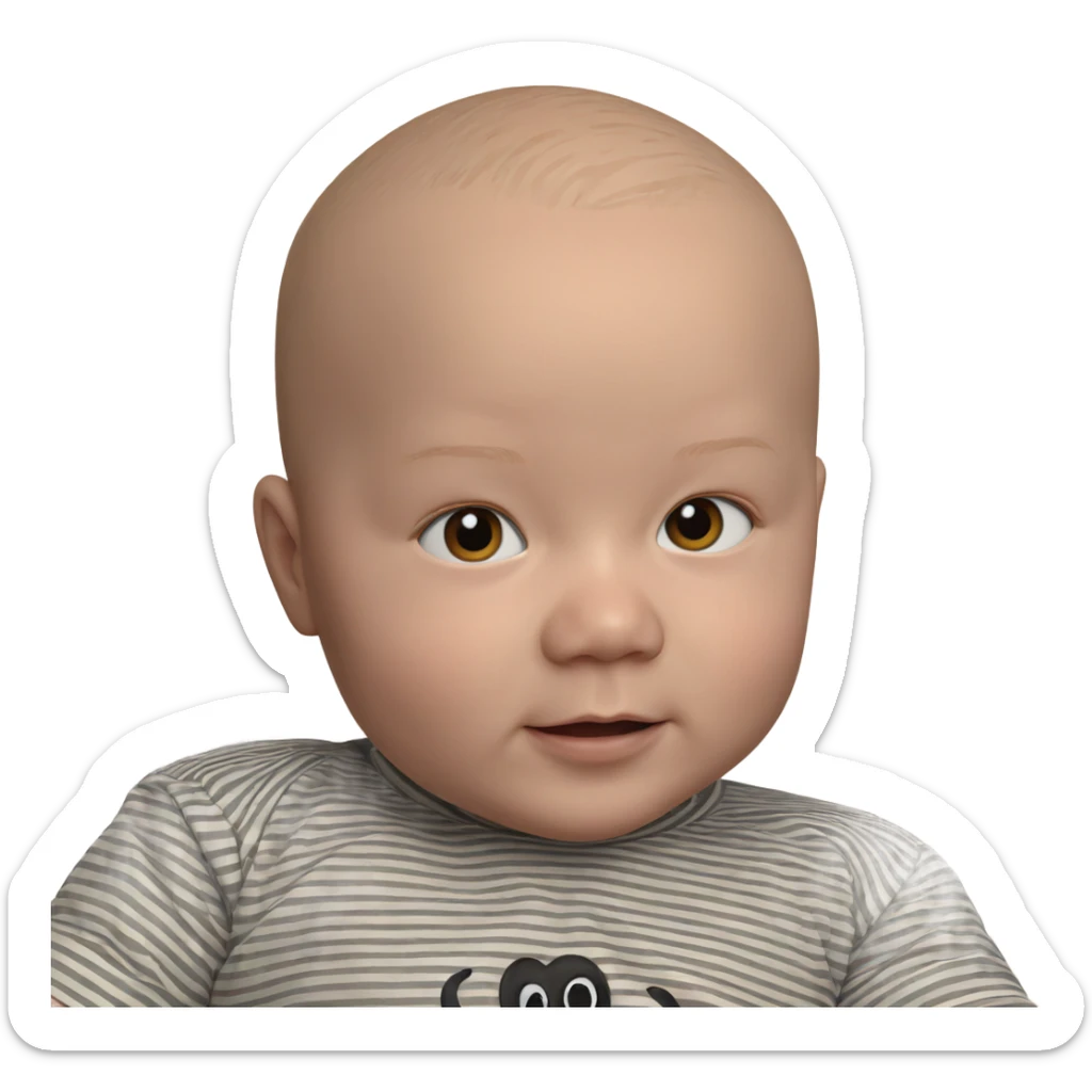 bald boy in striped shirt sticker