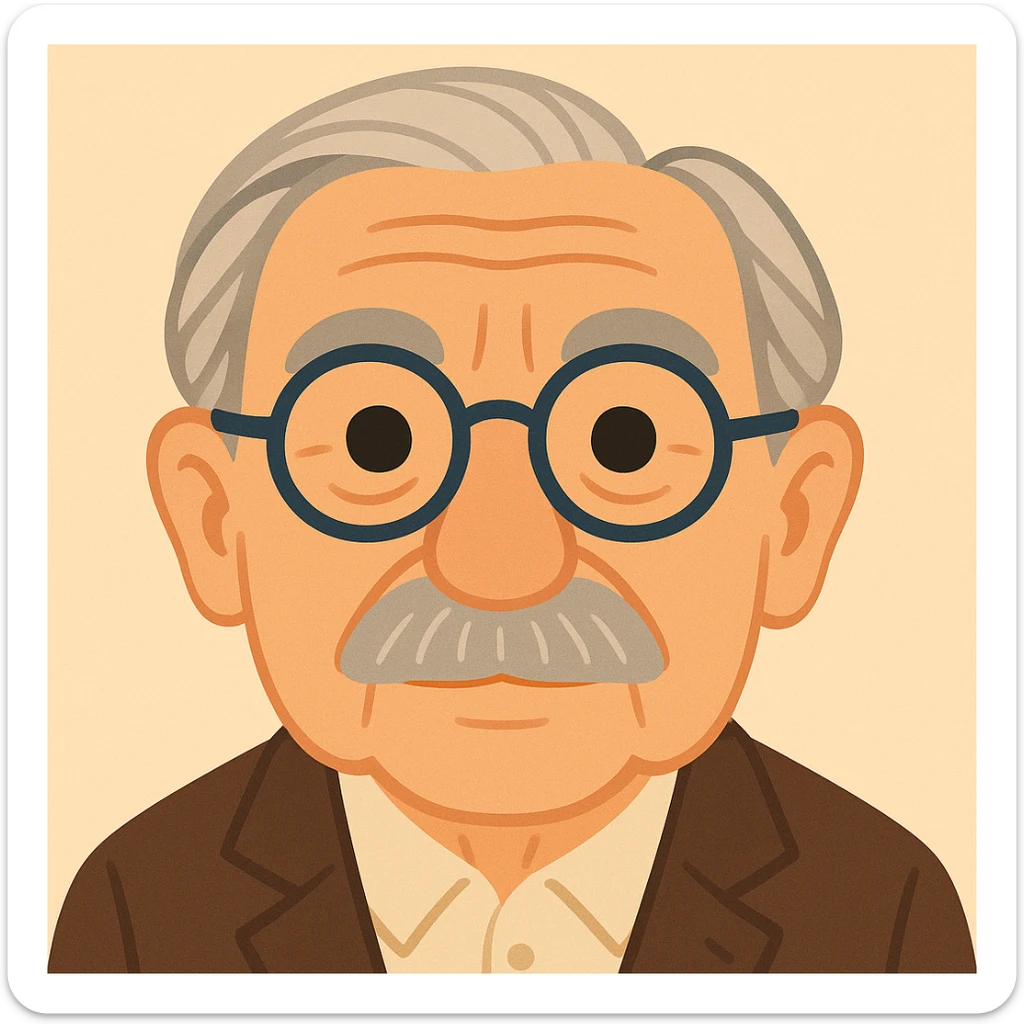 Reduce the number of freckles and age spots, and make the portrait less realistic and more stylized, keeping an emoji-like look and Hans Jonas resemblance. sticker