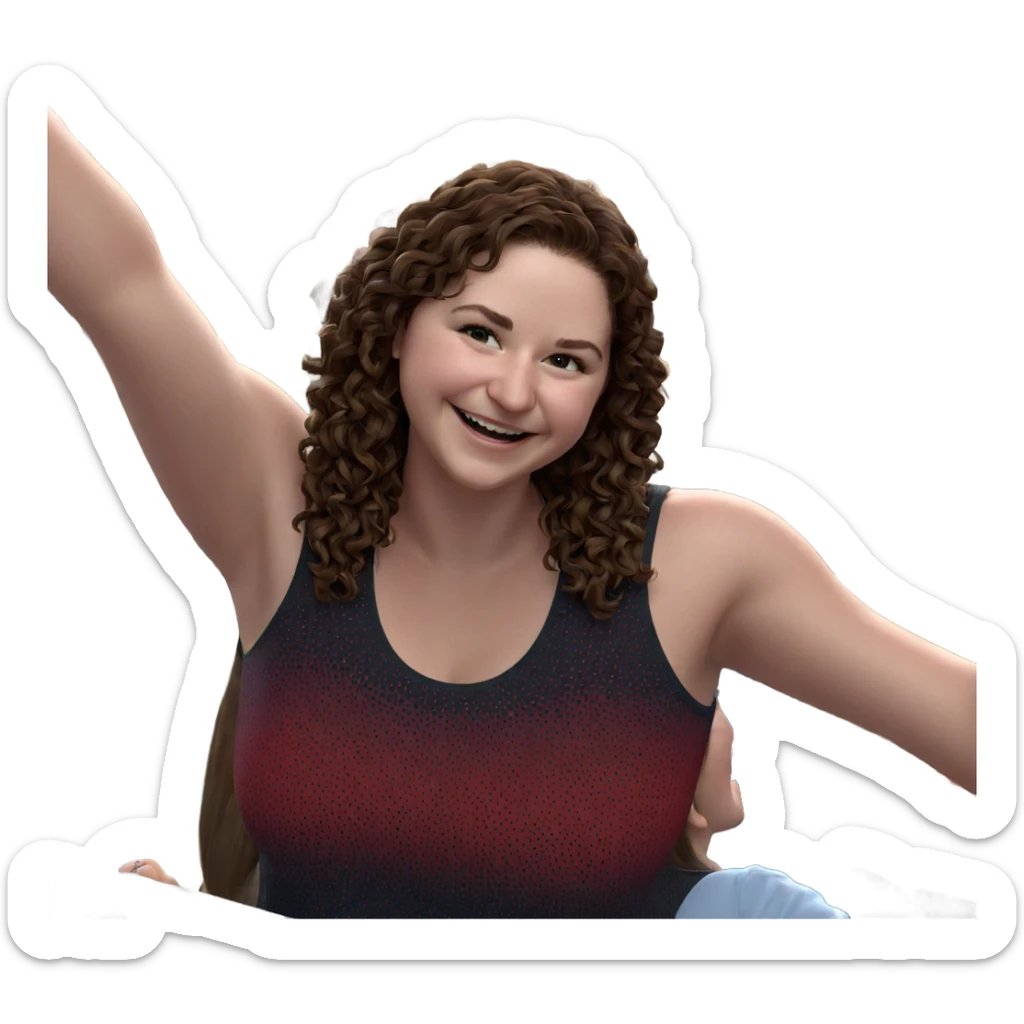 smiling girl in crowd sticker