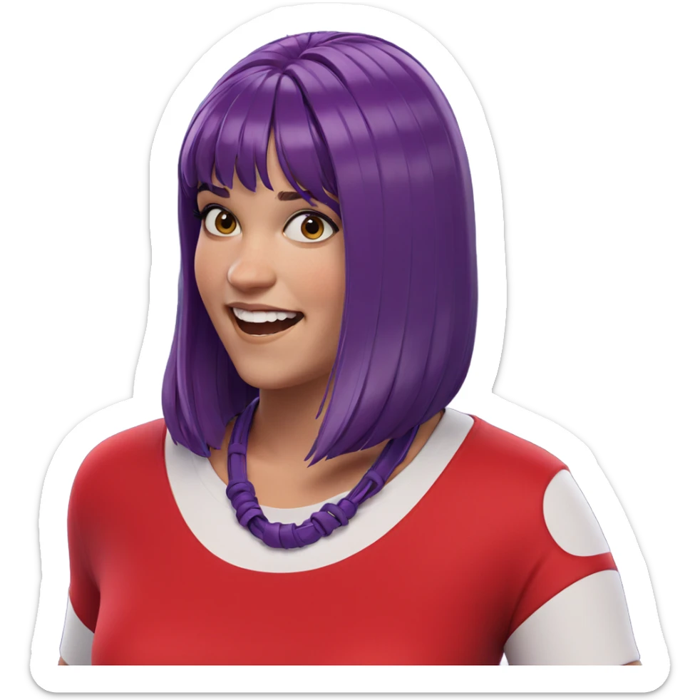 smiling girl with purple hair sticker