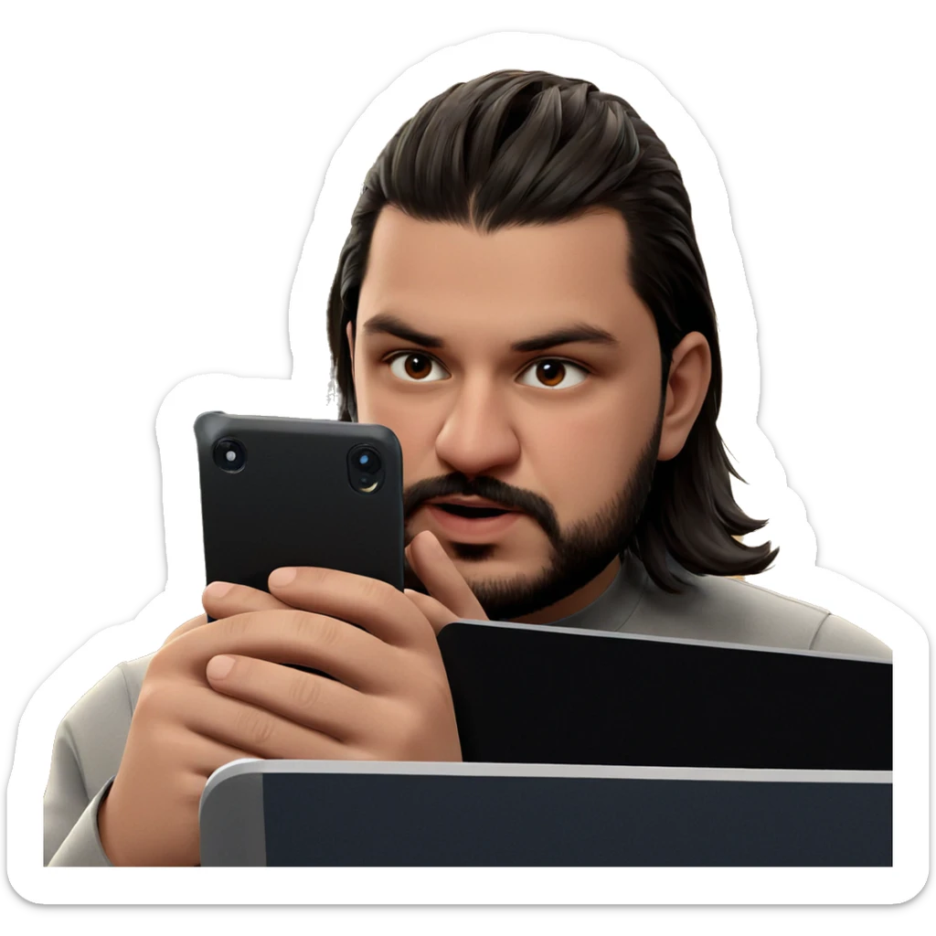 boy with phone in hand sticker